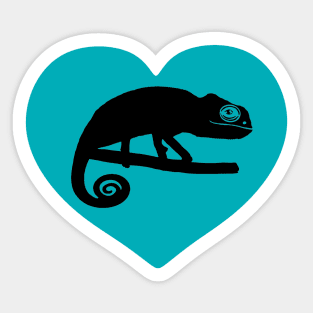 Blue Cute Chameleon Heart for Chameleon Lovers Sticker